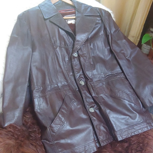 Vintage brown leather coat - Picture 4 of 4